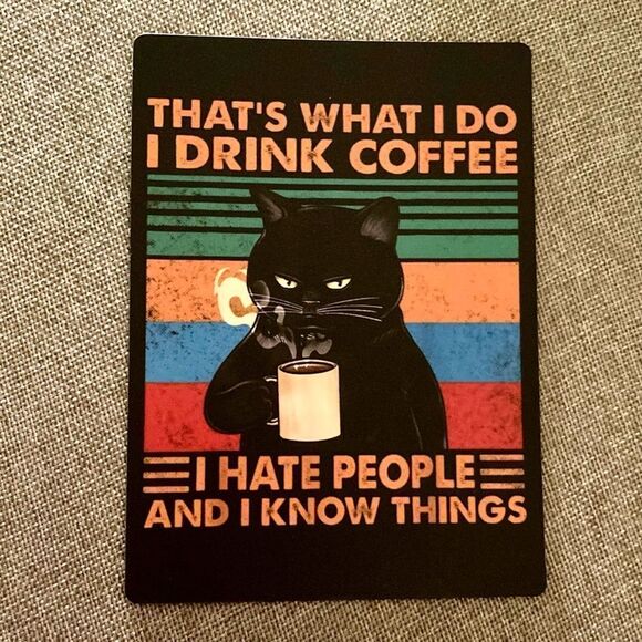 Grumpy Cat Black Cat Coffee Magnet - Picture 2 of 4